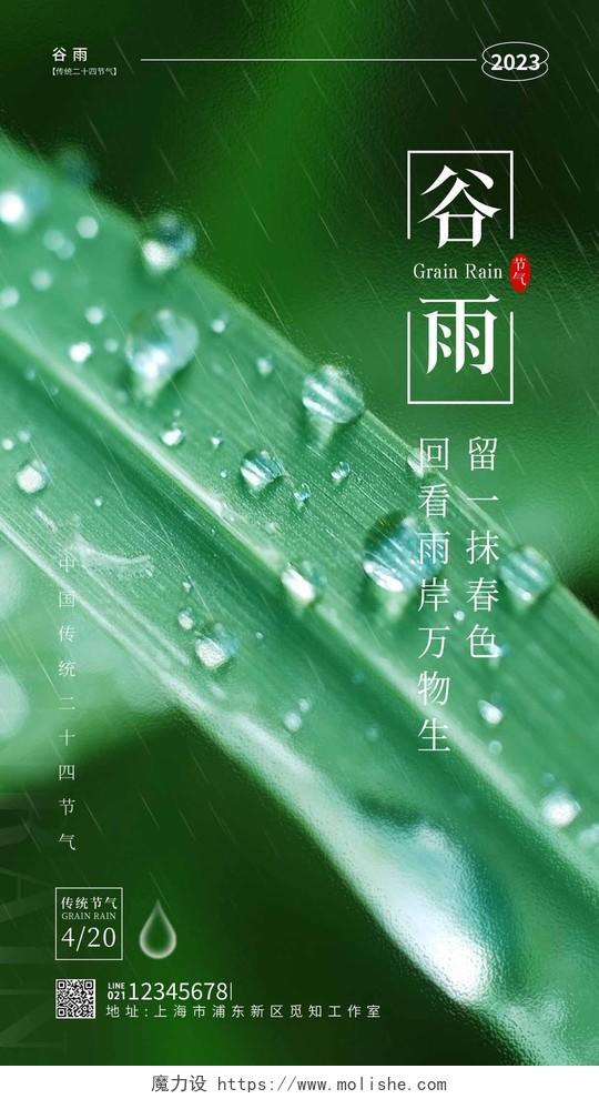 绿色实拍风谷雨摄影实拍手机宣传海报